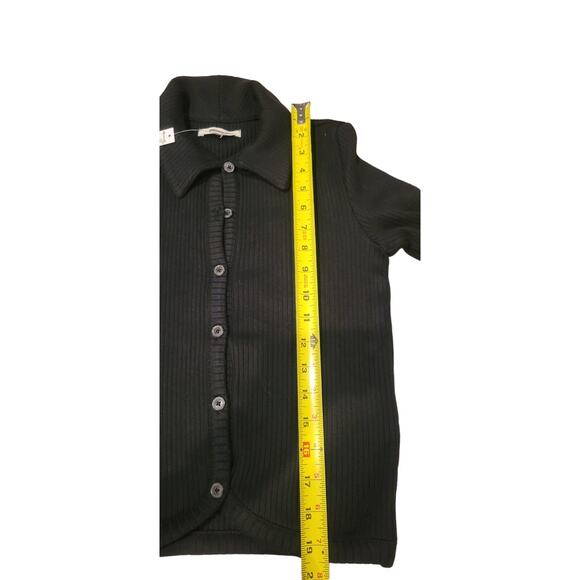 NWT Madewell Curved-Hem Polo Cardigan Black Tee Size XS - Picture 4 of 5